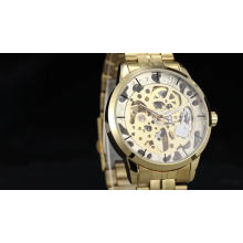 Winner 126 Men's Watch Top Brand Luxury Automatic Skeleton Gold Factory Company Stainless Steel Bracelet Wristwatch